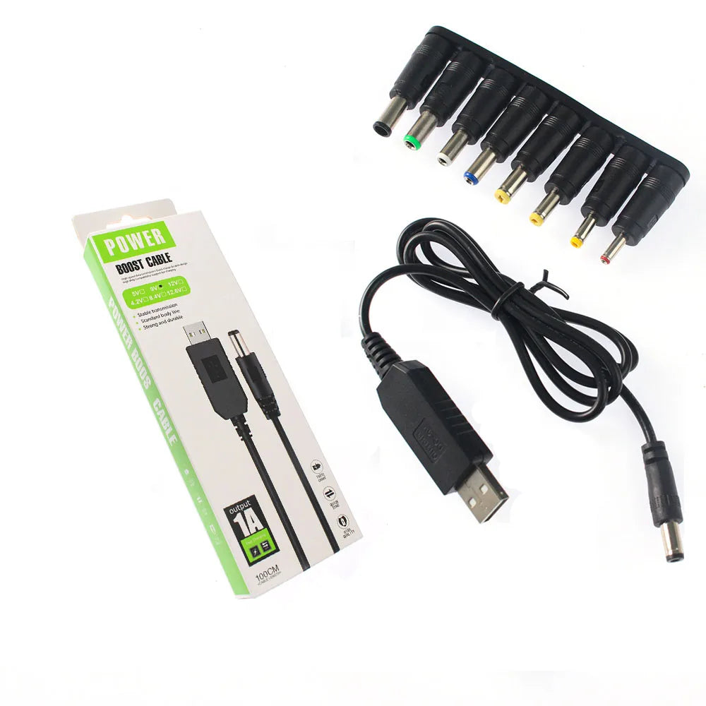 USB Power Boost Line DC To DC 5V 9V 12V with Box Step-up Converters Module USB Converter Adapter Cable with 8PCS Connector Plug