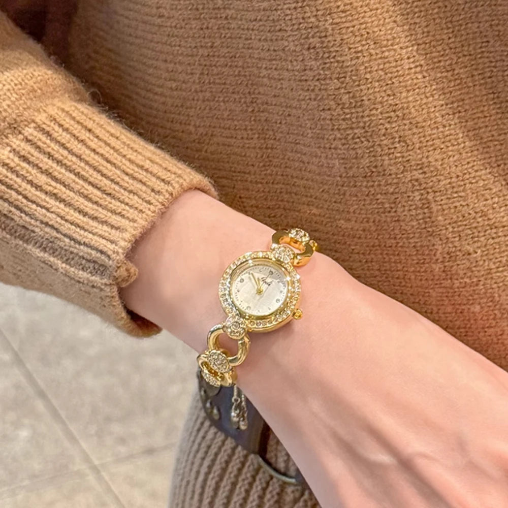 Fashion minimalist luxury gold disc with quartz watch for women. 1piece.