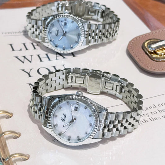 Fashion ethos Minimalist luxury calendar vintage with quartz watch for women's