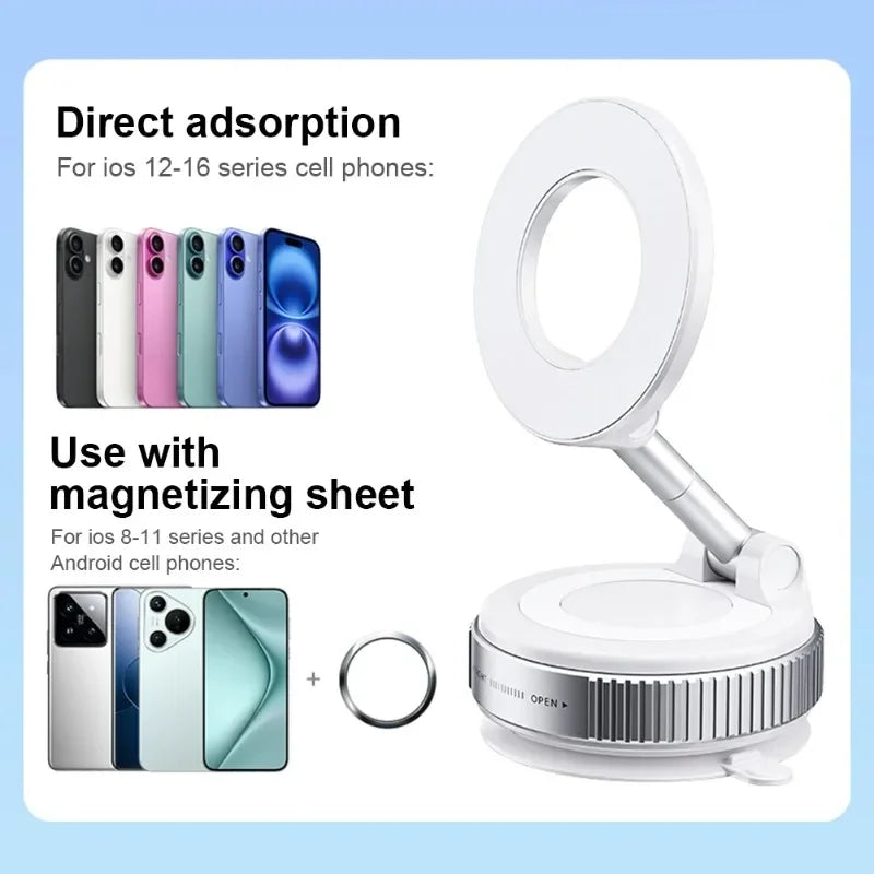 Strong Magnetic Car Phone Holder Foldable Design 360°Adjustable Vacuum Mount for Car/Desk/Bathroom/Universal Use For iphone