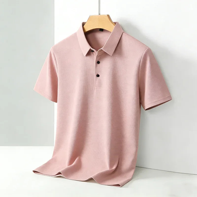 Men's classic, collar short, sleeve polo shirt, casual breathable  summer, daily office fashion men's.