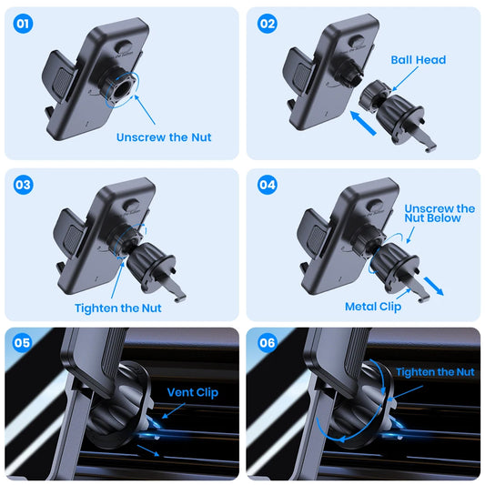 TOPK Car Phone Holder Mount for Air Vent, Cell Phone Car Mount  360° Full Rotation, for iPhone All Smartphones