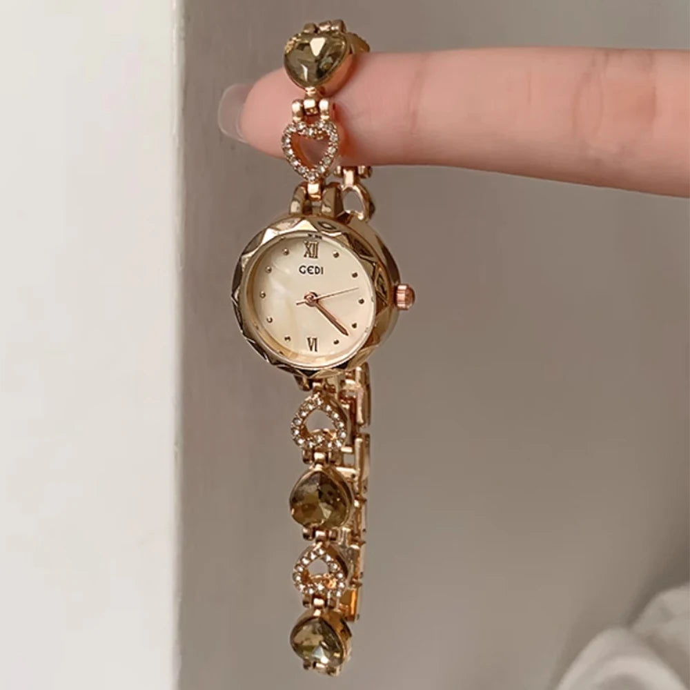 Fashion temperament minimalist luxury small disc with quartz watch for women. 1piece.