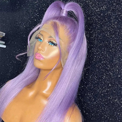 Blue Lace Wig Bone Straight Lace Front Wig HD Transparent Pre Plucked 13X4 Lace Frontal Wigs Synthetic Ready To Go perruque