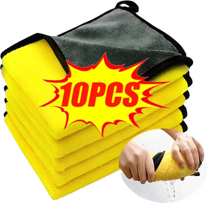 1/2/5/6/10pcs Microfiber Cleaning Towel Thicken Soft Drying Cloth Car Body Washing Towels Double Layer Clean Rags 30/40/60cm