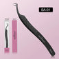 SAKURUHANA Professional Eyelash Tweezers Black Fiber Tip For Lash Extensions Mega Volume Mink Lashes Makeup Beauty Kit