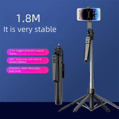 1.8m Handheld gimbal four Tripod Bluetooth Wireless Selfie Stick Live phone Holder Tripod Foldable Fill Light For Smartphone