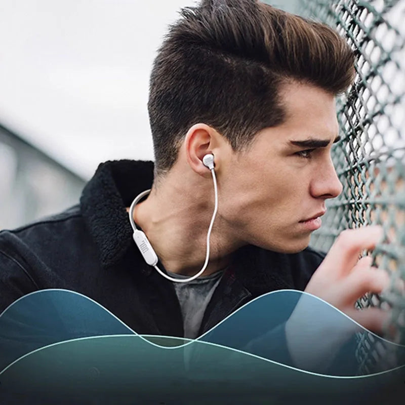 JBL T125 Neckband Wireless Bluetooth Semi-In-Ear Headphones Sports Waterproof Call Headset Long Battery Life Magnetic Design