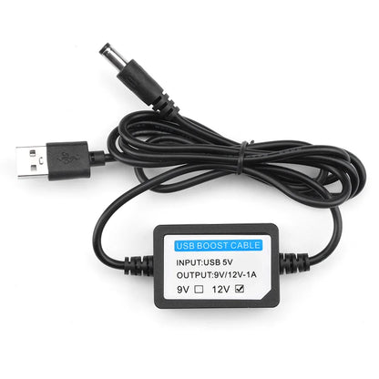 DC-DC 5V to 9V 12V 1A Step Up USB Boost Cable Line Booster Power Converter Adapter USB Cord Plug 5.5x2.1mm for Power Connector