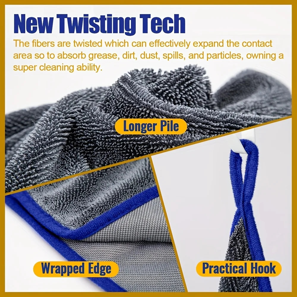 1pc Extra Large Car Towel - Ultra Absorbent Soft Non-Shedding No Stripe Quick Dry Detailing Cloth 24x35 Inches