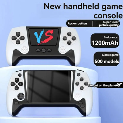 Retro portable game console, 3.5-inch LCD screen, with 500 games, supports tv connection for single-player gaming.