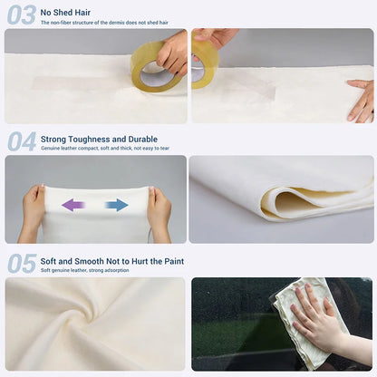 Natural Chamois Car Care Cleaning Cloth Genuine Sheepskin Wash Rag Suede Ultra Absorbent Quick Dry Towels for Car Wash Accessori
