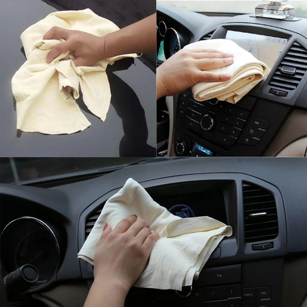 Natural Chamois Car Care Cleaning Cloth Genuine Sheepskin Wash Rag Suede Ultra Absorbent Quick Dry Towels for Car Wash Accessori