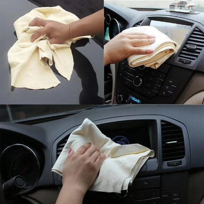 Natural Chamois Car Care Cleaning Cloth Genuine Sheepskin Wash Rag Suede Ultra Absorbent Quick Dry Towels for Car Wash Accessori