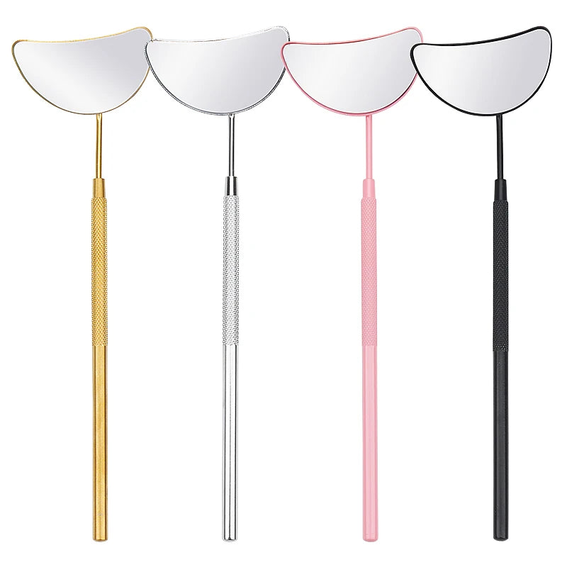 1pcs Eyelash Extension Mirror Moon Shaped Detachable Stainless Steel Lash Lifting Makeup Mirror Beauty
