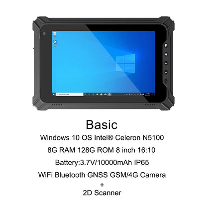 8-Inch Rugged Industrial Tablet with Barcode Scanner 8G+128G Windows Or Linux Waterproof Mobile Computer for Business I87J