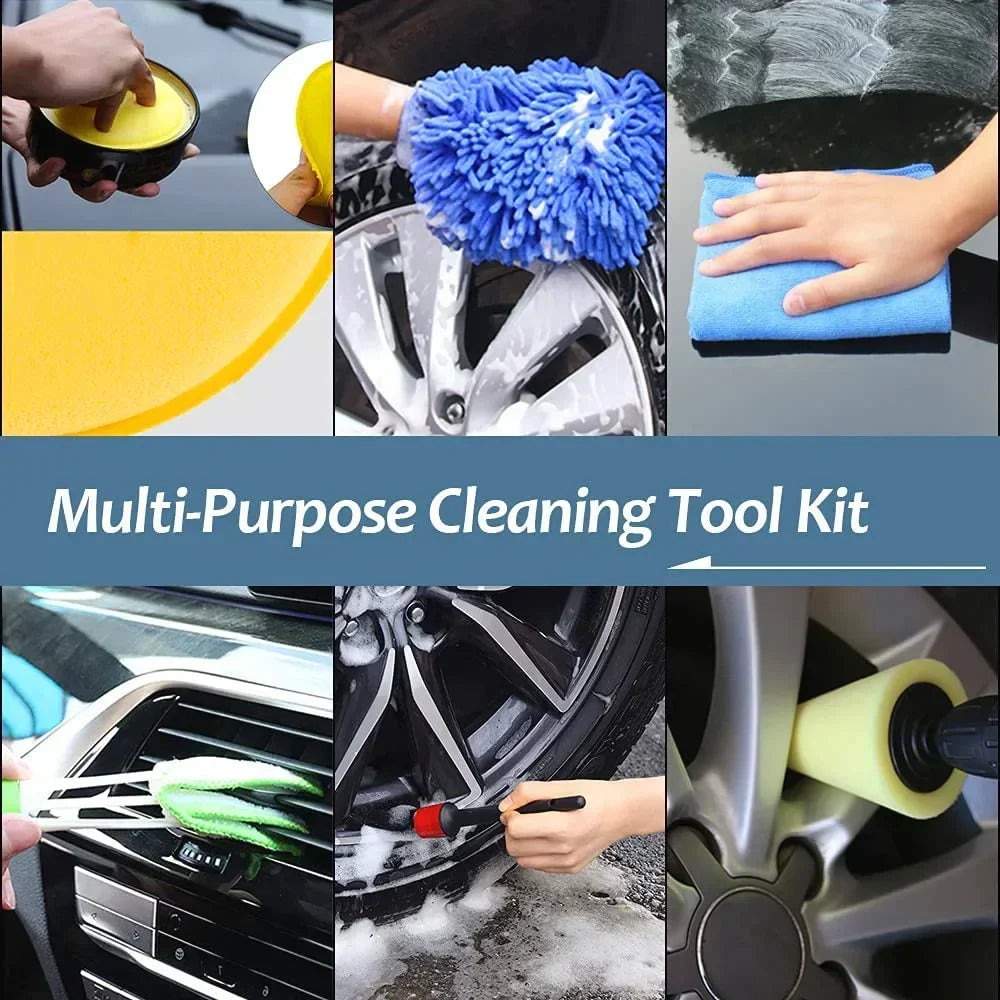 New Car Detailing Cleaning Kit Car Washing Brushes Sponges Towels for Car Air Vents Rim Clean Dirt Dust Wash Tools