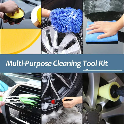 New Car Detailing Cleaning Kit Car Washing Brushes Sponges Towels for Car Air Vents Rim Clean Dirt Dust Wash Tools