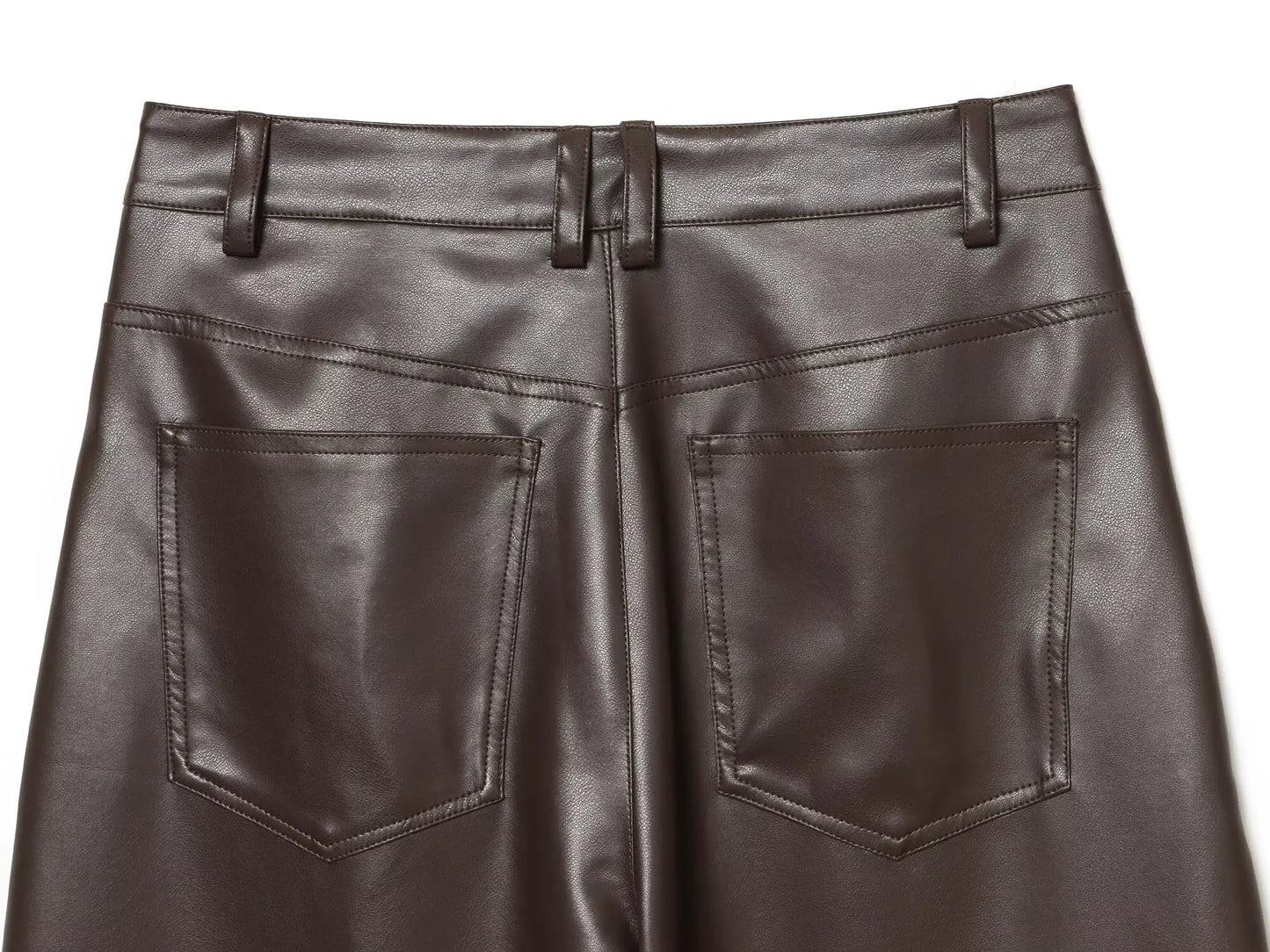 BSAY Balloon Style faux leather pants Women Fashion New brown Pocket Chic Female Elastic High Waist Trousers