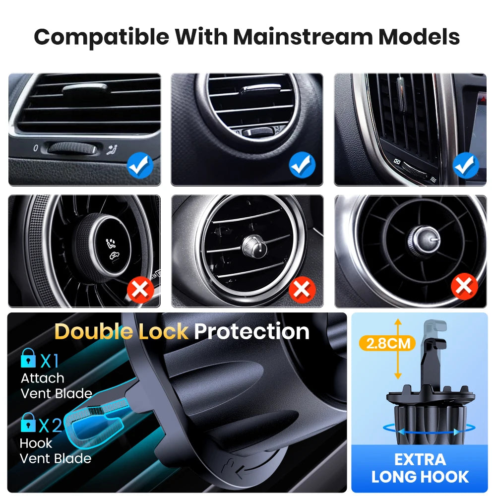 TOPK Car Phone Holder Mount for Air Vent, Cell Phone Car Mount  360° Full Rotation, for iPhone All Smartphones