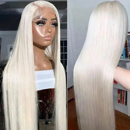 Blue Lace Wig Bone Straight Lace Front Wig HD Transparent Pre Plucked 13X4 Lace Frontal Wigs Synthetic Ready To Go perruque