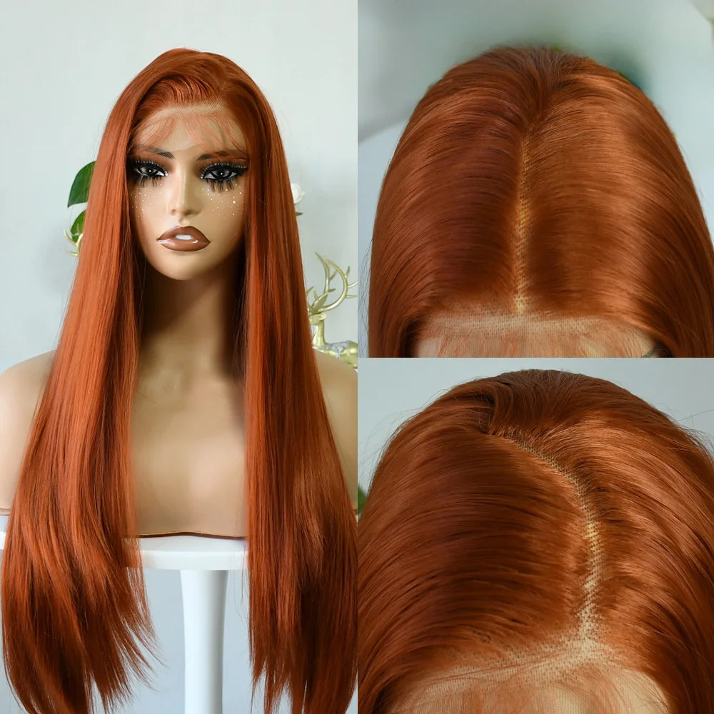 Blue Lace Wig Bone Straight Lace Front Wig HD Transparent Pre Plucked 13X4 Lace Frontal Wigs Synthetic Ready To Go perruque