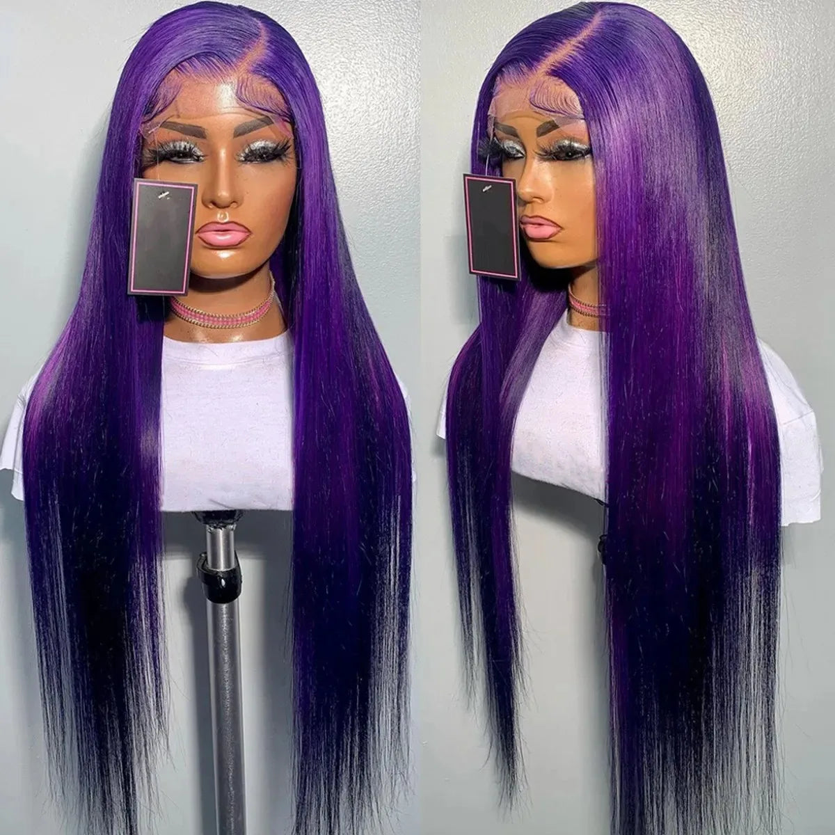 Blue Lace Wig Bone Straight Lace Front Wig HD Transparent Pre Plucked 13X4 Lace Frontal Wigs Synthetic Ready To Go perruque
