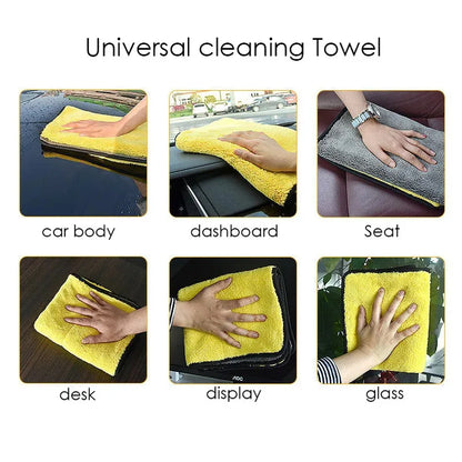 1/2/5/6/10pcs Microfiber Cleaning Towel Thicken Soft Drying Cloth Car Body Washing Towels Double Layer Clean Rags 30/40/60cm