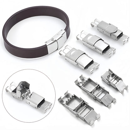 3pcs Stainless Steel Bracelet Clasp Crimp Jaw Hook Watch Band Connect Buckle for DIY Leather Silicone Bracelet Jewelry Making