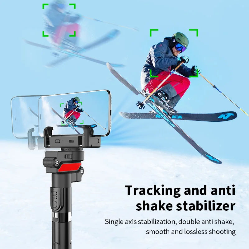 MEUYAG AI face tracking Gimbal Stabilizer Selfie Stick Foldable Wireless Tripod with Bluetooth Shutter Monopod for IOS Android