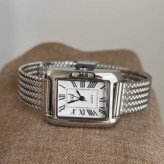 Fashion temperament minimalist luxury retro square dial with gold strap with quartz women's watch