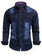 Men's blue denim shirt, long-sleeved, fashionable new style, trendy, slim fit, casual, versatile, slim fit, high-end feel.