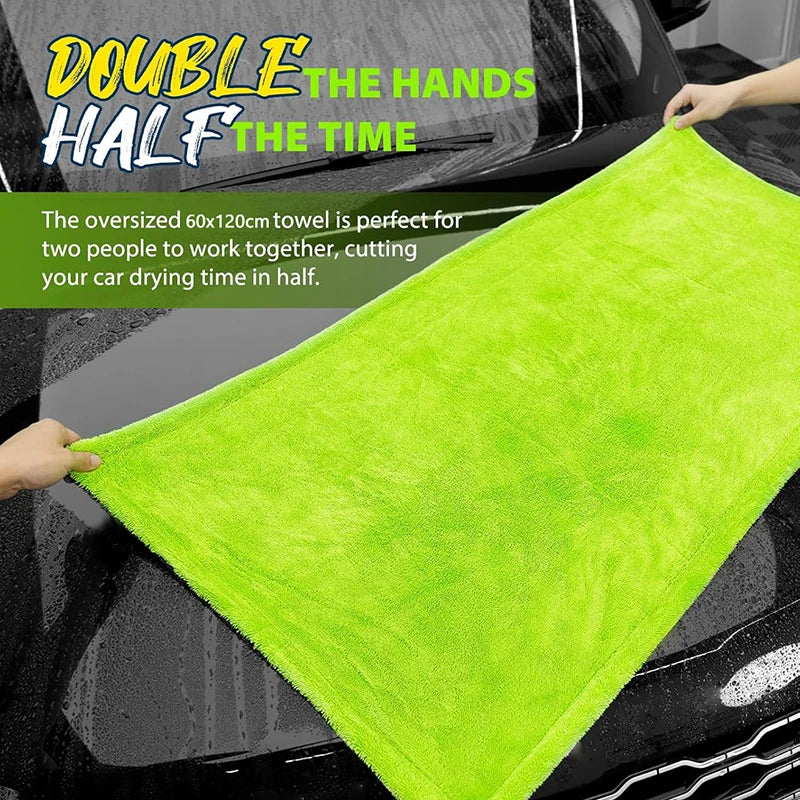 1400GSM Heavy Duty Car Drying Towel 60x120cm Oversized Double-Side Cleaning Cloth Super Absorbent Ultra-Soft Scratch-Free Towel
