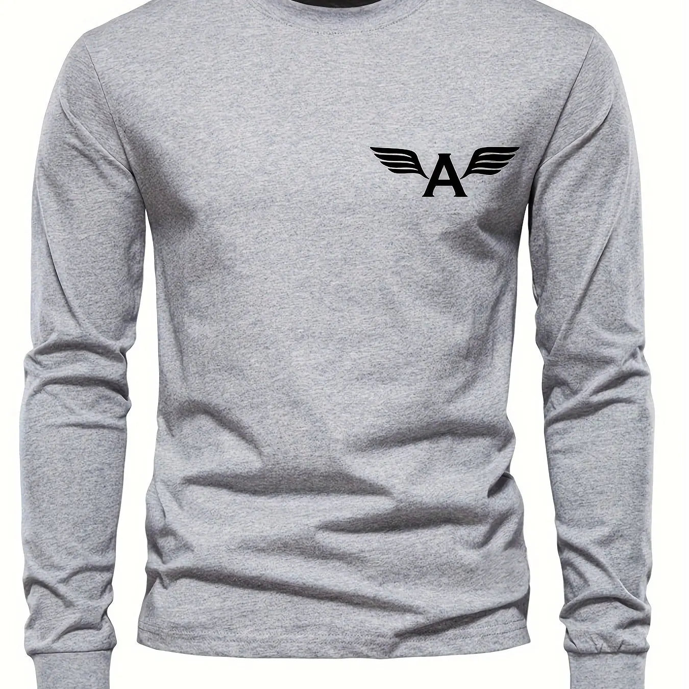 100% pure cotton men's long sleeved round neck loose classic autumn and winter casual versatile t-shirt.