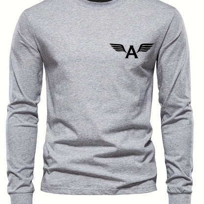 100% pure cotton men's long sleeved round neck loose classic autumn and winter casual versatile t-shirt.