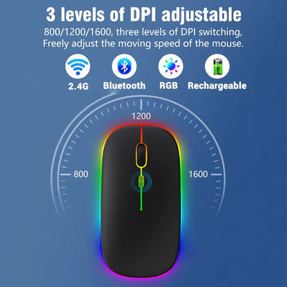Backlit backlight, wireless keyboard and mouse for iOS, Android, Windows, keyboard Bluetooth-compatible, rainbow backlit keyboard.