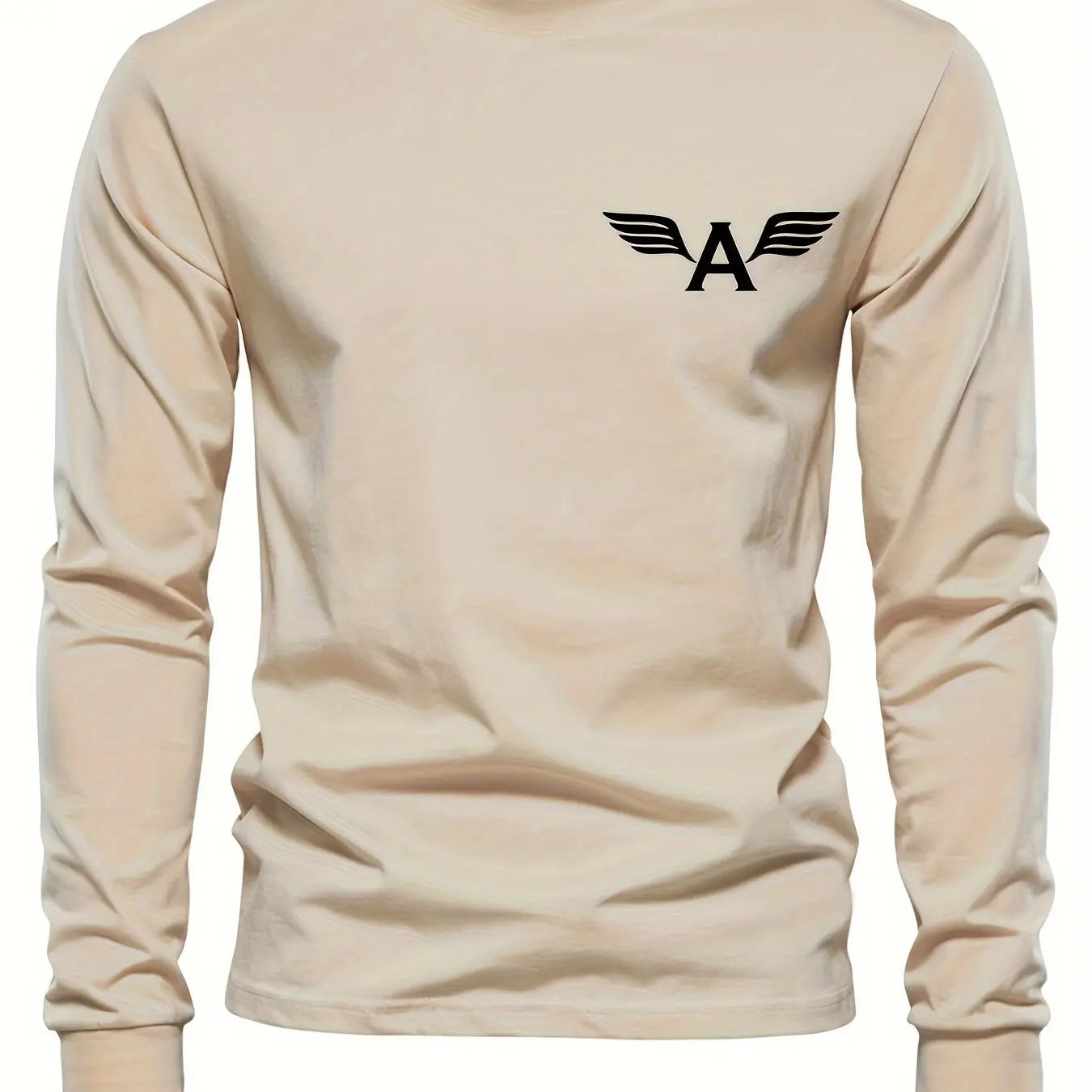 100% pure cotton men's long sleeved round neck loose classic autumn and winter casual versatile t-shirt.