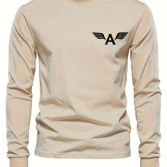 100% pure cotton men's long sleeved round neck loose classic autumn and winter casual versatile t-shirt.