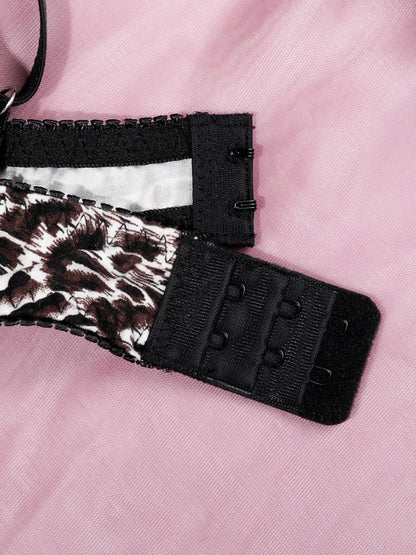 Leopard lingerie, woman's set exotic undergarments.