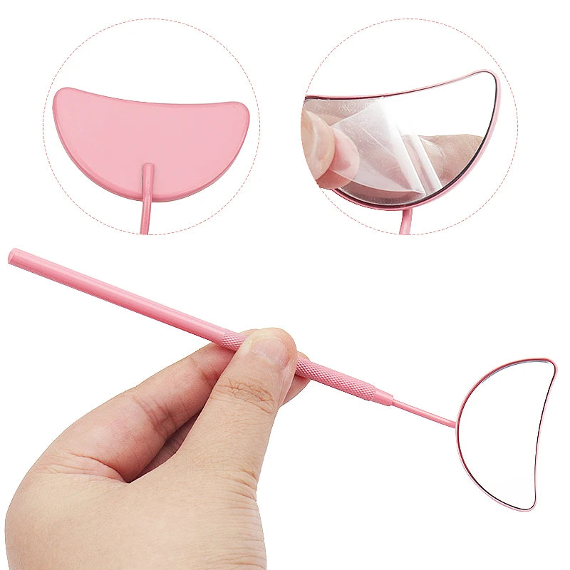 1pcs Eyelash Extension Mirror Moon Shaped Detachable Stainless Steel Lash Lifting Makeup Mirror Beauty