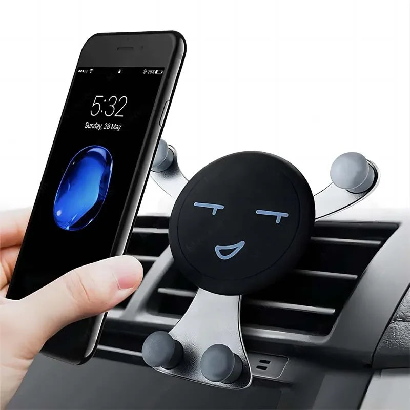 Smile Face Car Phone Holder Universal Stand Air Vent Clip Mobile Cell Stand Gravity Support Mount GPS for iPhone Samsung Xiaomi