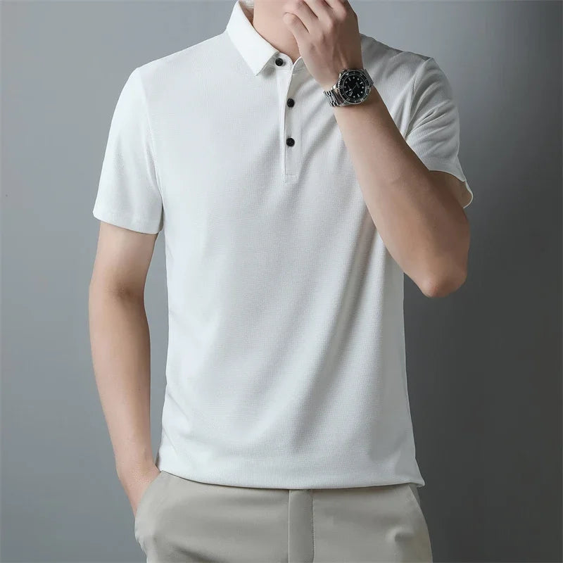 Men's classic, collar short, sleeve polo shirt, casual breathable  summer, daily office fashion men's.