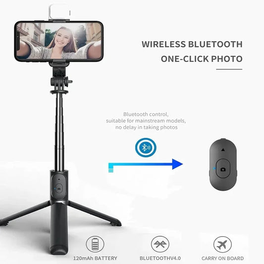 New Selfie Stick 1045mm With Wireless Bluetooth LED Fill Light Extended Tripod With Remote Shutter For Android IOS Cellphone