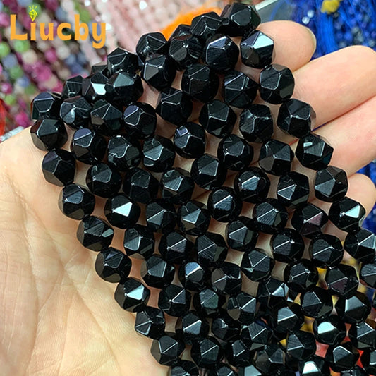Natural Faceted Black Agates Onyx Handmade diamond Beads For Jewelry Making DIY Rings Earrings Necklace 15" Wholesales 6/8/10MM