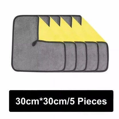 1/2/5/6/10pcs Microfiber Cleaning Towel Thicken Soft Drying Cloth Car Body Washing Towels Double Layer Clean Rags 30/40/60cm