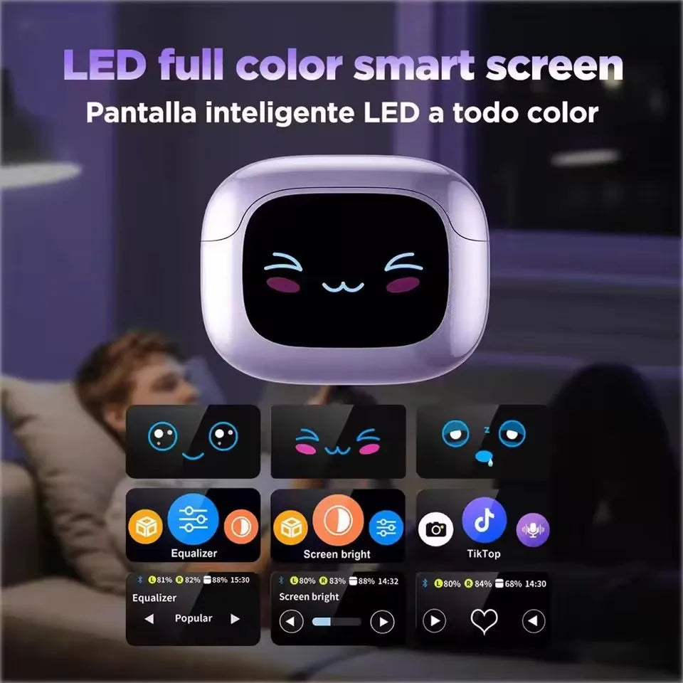 HTC NE32 AI Translator Wireless Earphones OWS Ear Clip Earbuds Bluetooth 6.0 LCD Touch Screen Noise Reduction Sports Headphones