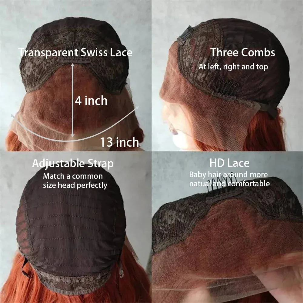 Blue Lace Wig Bone Straight Lace Front Wig HD Transparent Pre Plucked 13X4 Lace Frontal Wigs Synthetic Ready To Go perruque