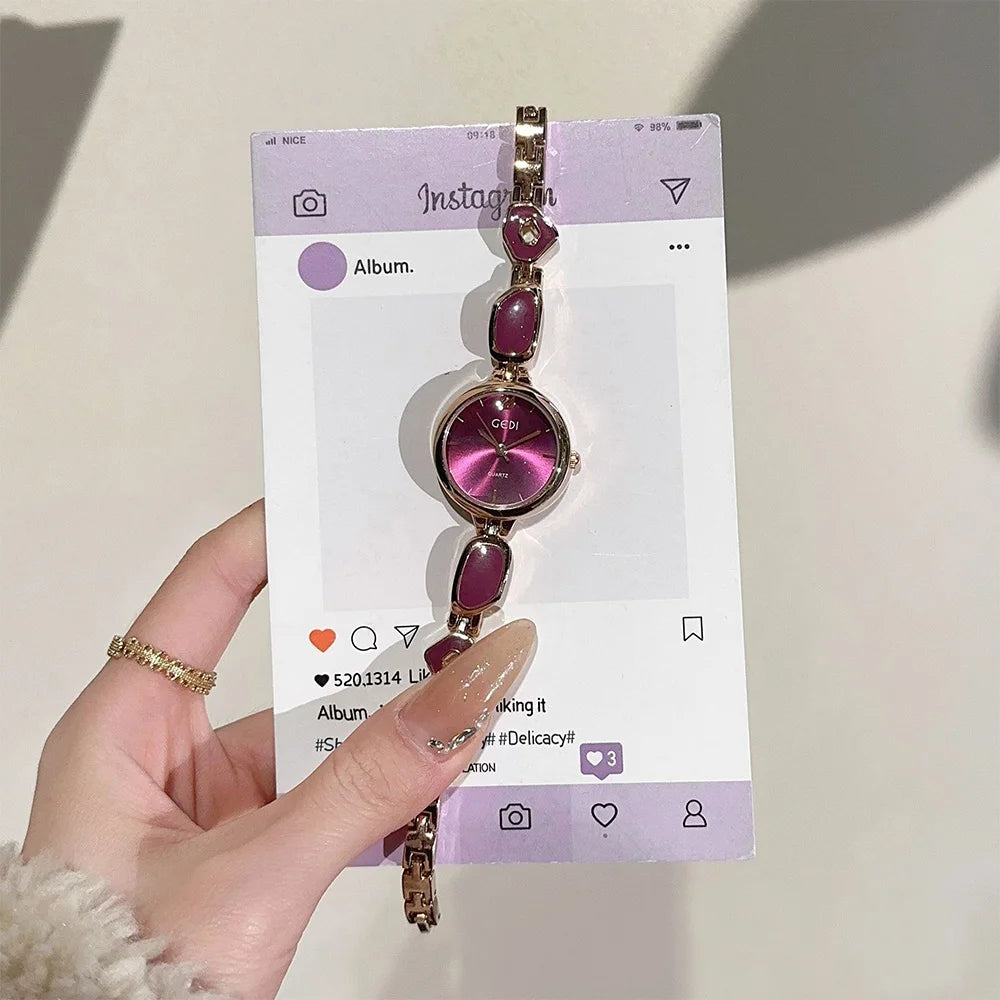 Fashion temperament minimalist luxury irregular bracelet with quartz watch for woman. 1piece.