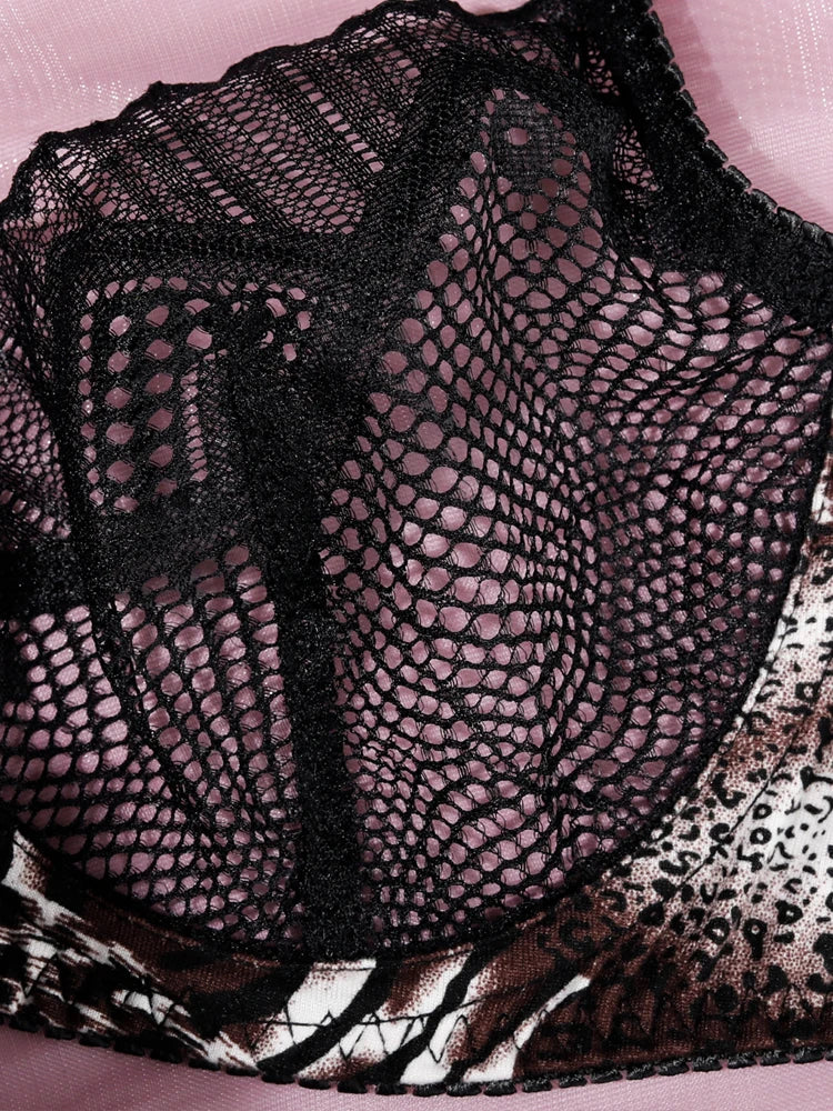 Leopard lingerie, woman's set exotic undergarments.