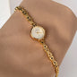 Fashion ethos minimalist luxury disc gold bracelet with quartz watch for women. 1piece.